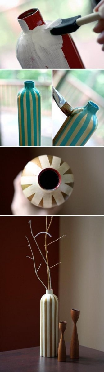 Процесс изготовления вазы из бутылки с помощью раскраски