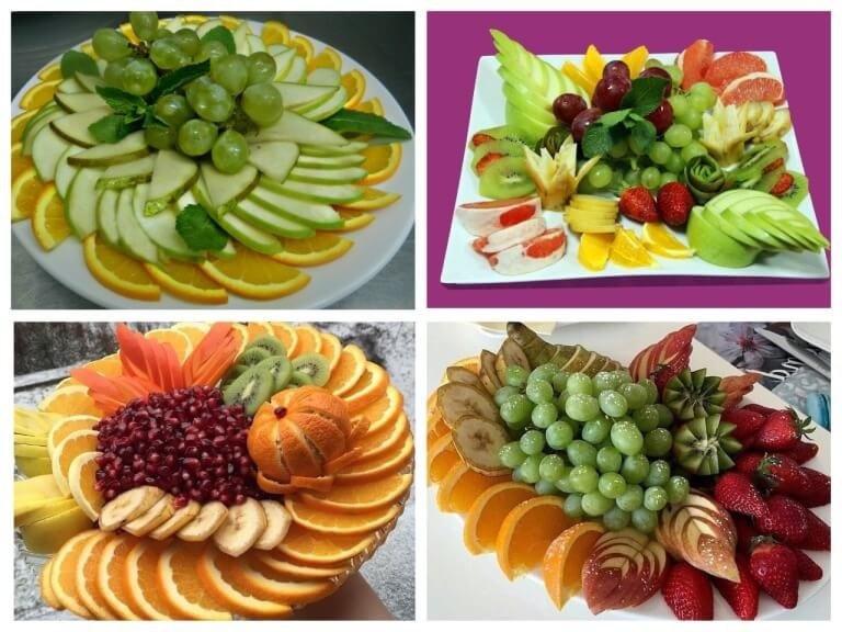 Красивый дизайн фруктовой тарелки на праздничный стол в домашних условиях