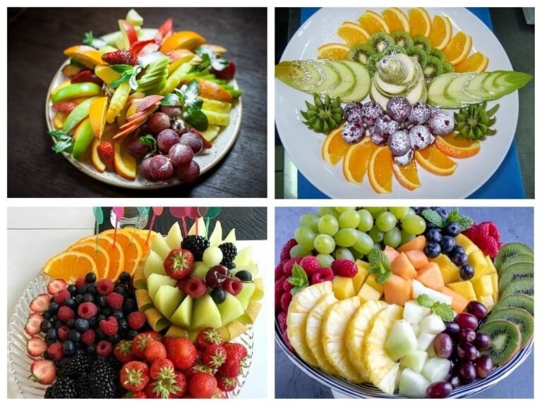 Красивый дизайн фруктовой тарелки на праздничный стол в домашних условиях