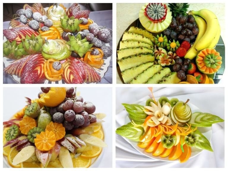 Красивый дизайн фруктовой тарелки на праздничный стол в домашних условиях