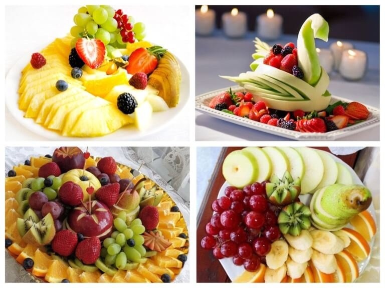 Красивый дизайн фруктовой тарелки на праздничный стол в домашних условиях