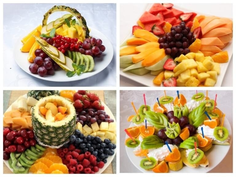 Красивый дизайн фруктовой тарелки на праздничный стол в домашних условиях