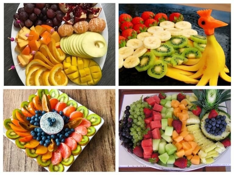 Красивый дизайн фруктовой тарелки на праздничный стол в домашних условиях